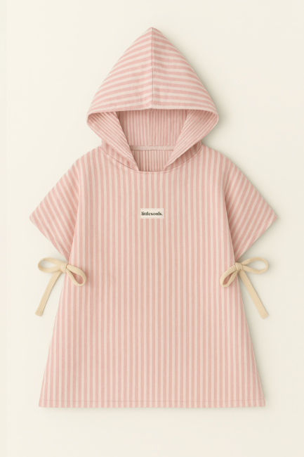Littlesoulsclothing Musselin Badeponcho für Kinder in Streifen-Optik