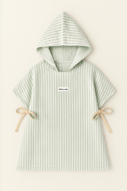 Littlesoulsclothing Musselin Badeponcho für Kinder in Streifen-Optik