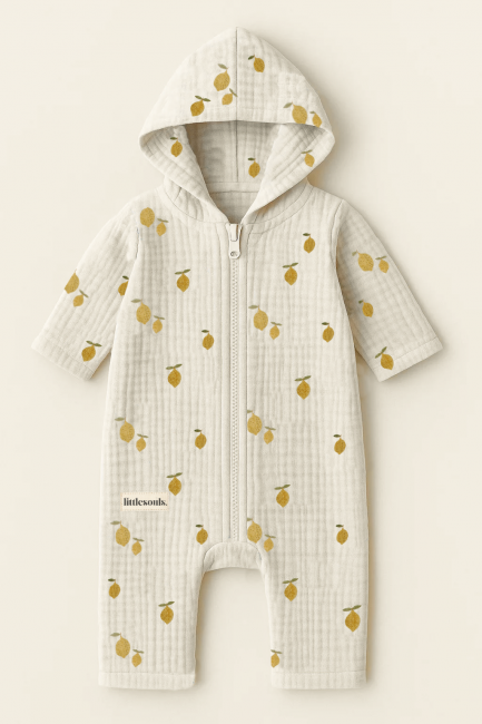 Littlesoulsclothing Musselin Overall für Kinder in Limonen-Print