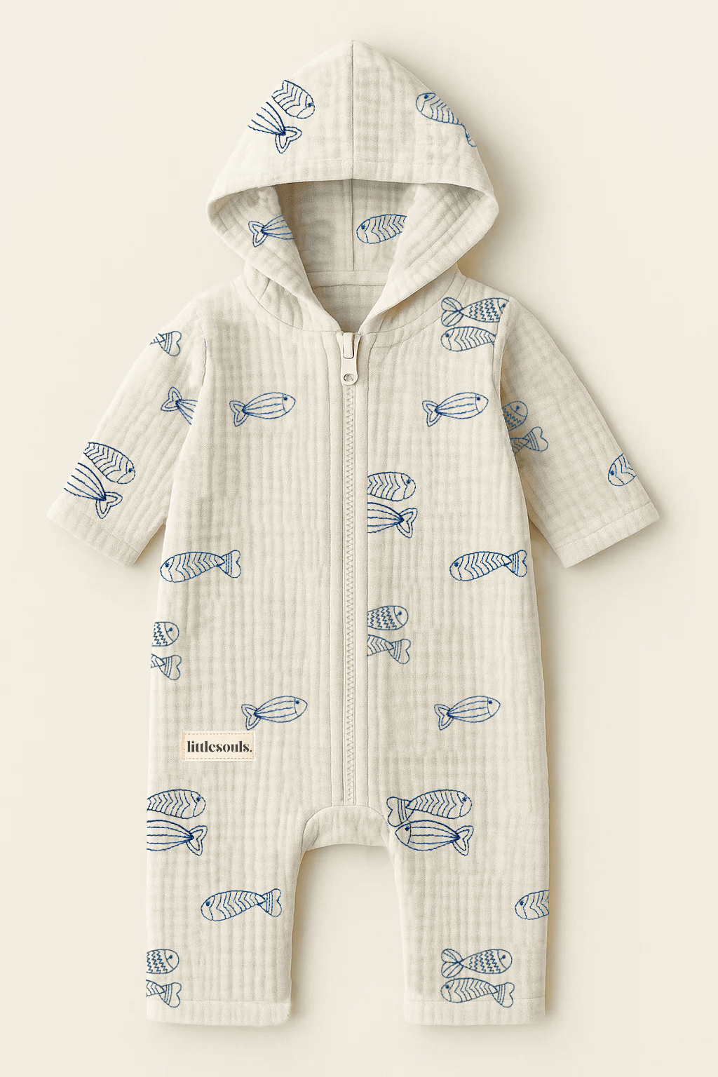 Littlesoulsclothing Musselin Overall für Kinder in Fisch-Print