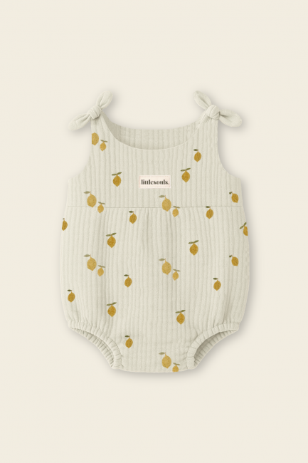 Littlesoulsclothing Musselin Romper für Kinder mit Limonen-Print