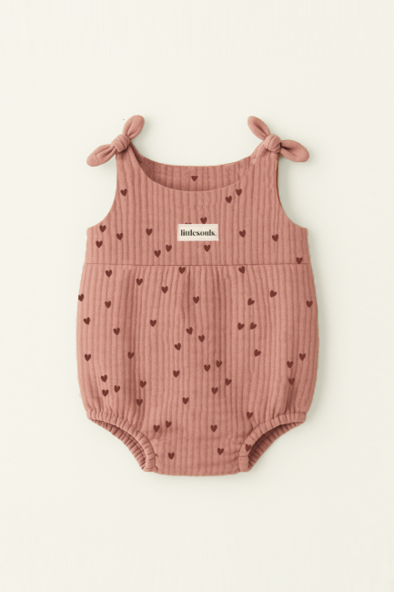 Littlesoulsclothing Musselin Romper für Kinder mit Herzen-Print