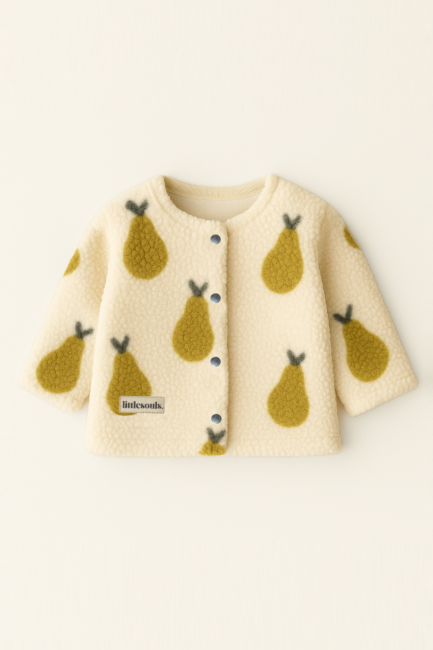 Littlesoulsclothing Teddy-Jacke für Kinder aus weichem Plüsch in Birnen-Optik