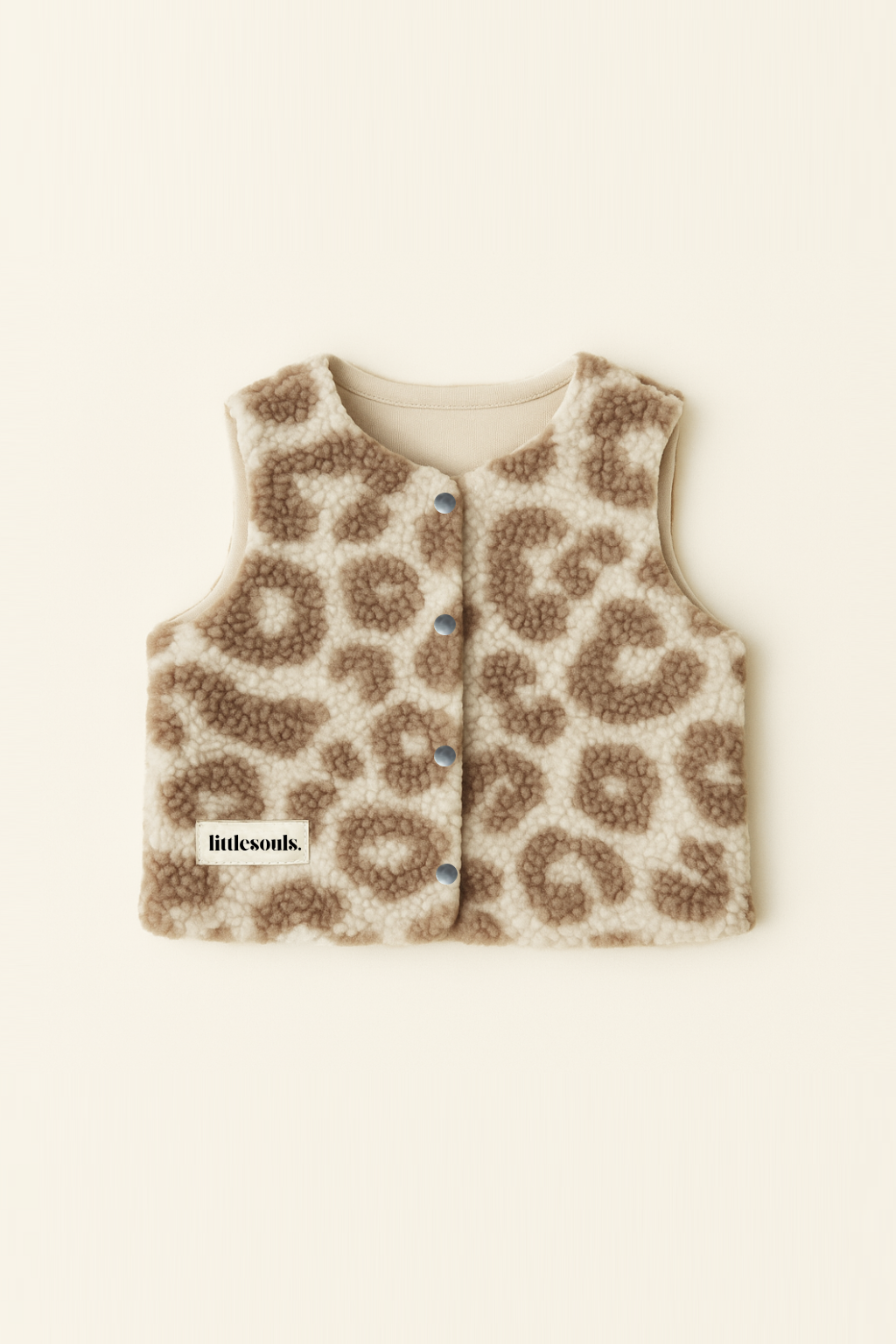 Littlesoulsclothing Teddy-Weste für Kinder aus weichem Plüsch in Leo-Optik